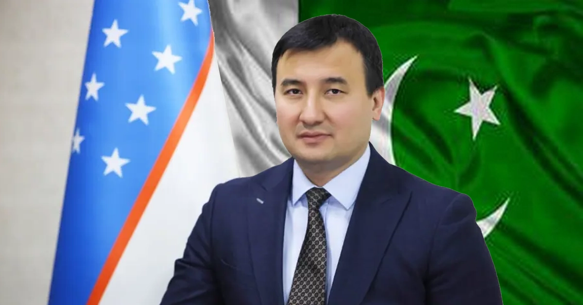 Uzbekistan Deputy Prime Minister Jamshid Khodjaev speaking during a bilateral conference representing trade relations