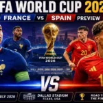 Kylian Mbappe of France and Lamine Yamal of Spain ready for FIFA World Cup semifinal match