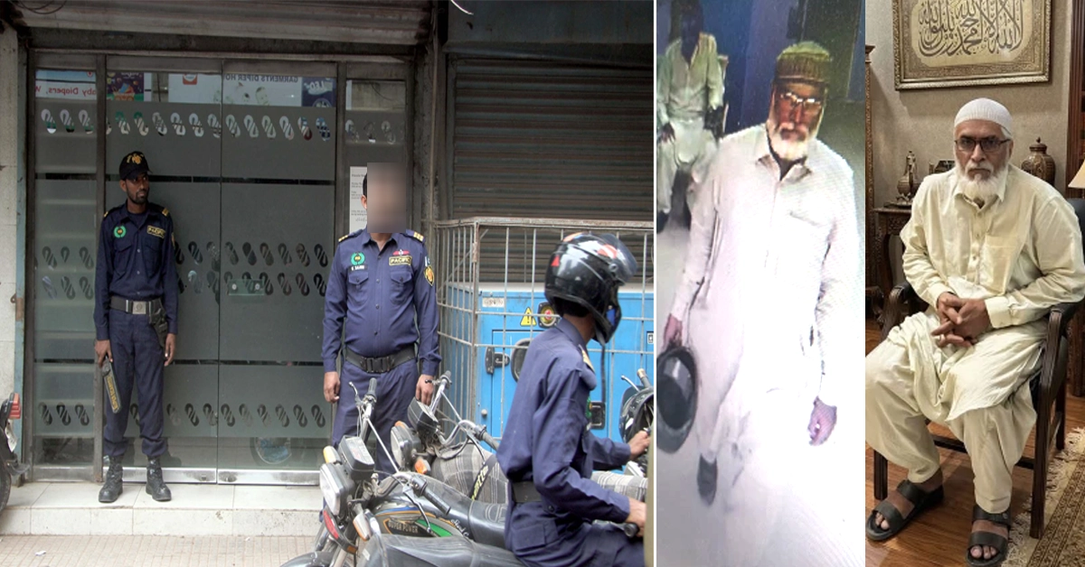 Karachi police presenting an arrested criminal.