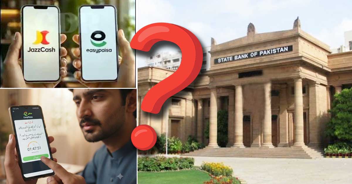 A person using mobile banking application easypaisa and jazzcash on smartphone explaining cooling period limit