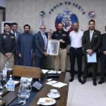 IG Sindh Javed Alam Odho presiding over a high-level police meeting at CPO Karachi.