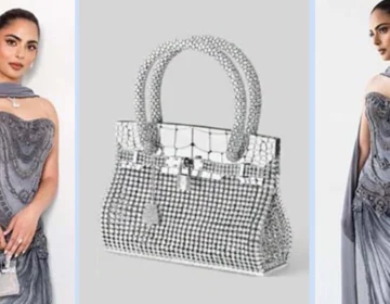 Isha Ambani carrying a micro diamond-studded Hermès Birkin Sac Bijou bag at Paris Fashion Week.