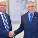 Deputy PM Ishaq Dar meeting with Bangladesh Minister Dr Zahid Hossain in Islamabad