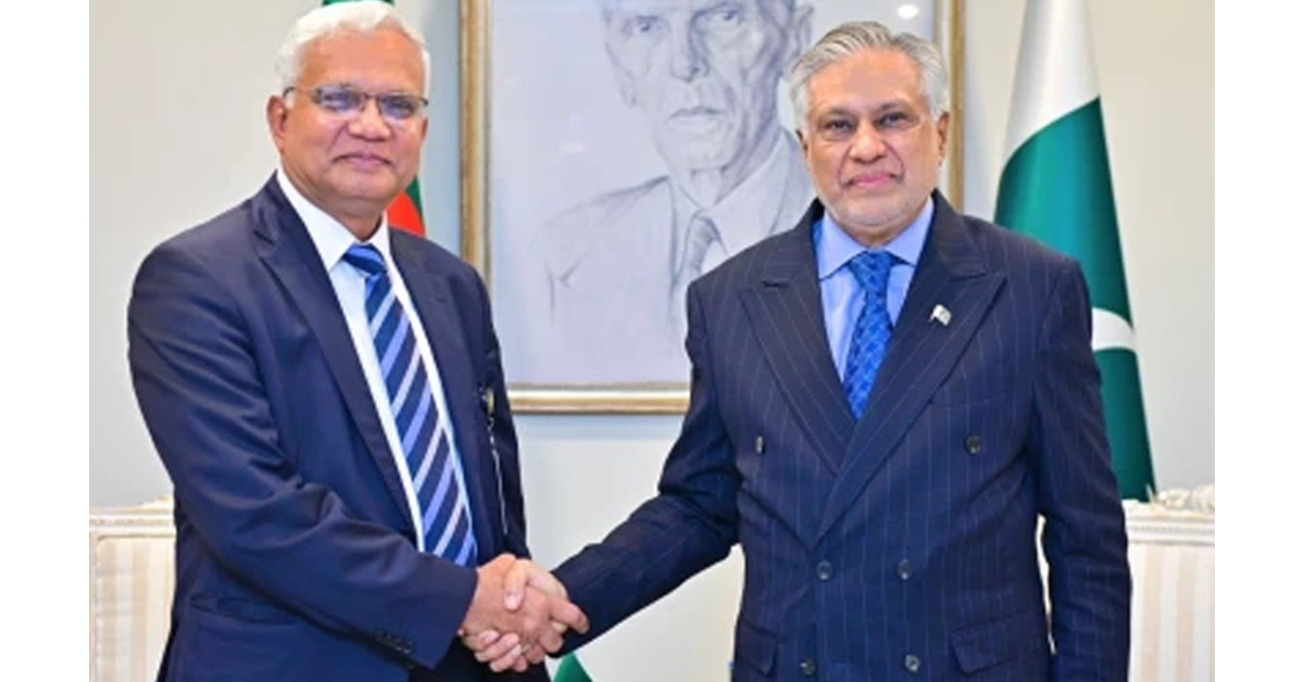 Deputy PM Ishaq Dar meeting with Bangladesh Minister Dr Zahid Hossain in Islamabad