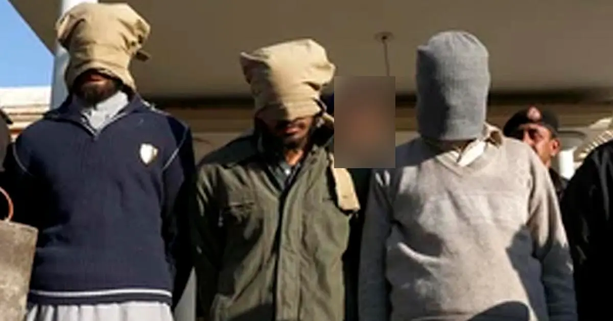 Counter Terrorism Department (CTD) police officials presenting seized explosive materials and weapons at a press conference in Karachi.