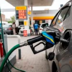 A fuel pump nozzle inserted in vehicle fuel tank for refueling at a petrol pump