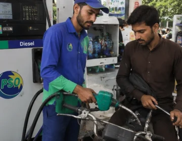 A fuel nozzle pouring fuel into a vehicle tank representing upcoming petrol and diesel prices increase in Pakistan