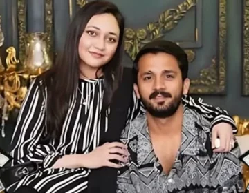 Famous Pakistani digital content creator Rajab Butt standing with his wife Eman Rajab