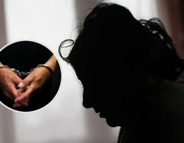 Punjab police officials escorting arrested suspects at a local police station.