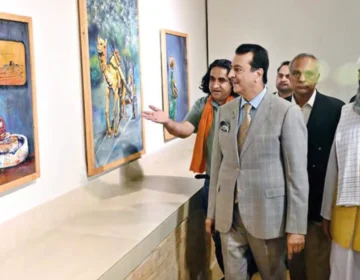 Chairman Senate Syed Yousaf Raza Gilani addressing the Sufi Art Exhibition in Islamabad