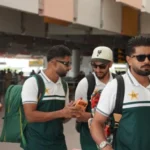 Pakistan cricket team at the airport.