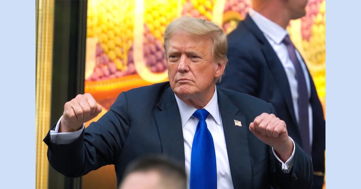 US President Donald Trump speaking angrily to reporters inside the Air Force One airplane.