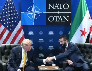 US President Donald Trump meeting with Syrian President Ahmad al-Sharaa at a NATO summit.