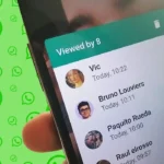 A mobile phone screen showing WhatsApp app icon with status update user interface