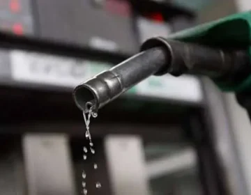 A sleek graphic illustration depicting fuel nozzle and dropping price graph line without text