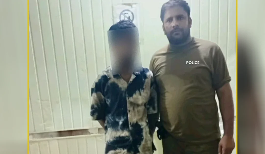 Lahore police arresting an accused involved in harassing women in Shadbagh area