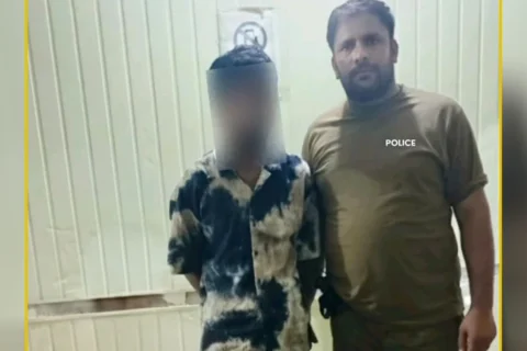 Lahore police arresting an accused involved in harassing women in Shadbagh area