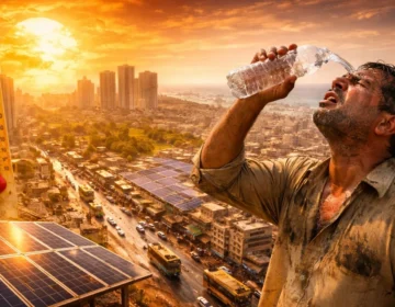 Thermometer showing high temperature in Karachi during severe heatwave conditions