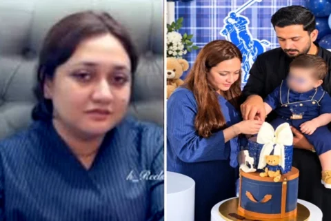 Pakistani YouTuber Rajab Butt and his wife Iman Fatima celebrating son's birthday together