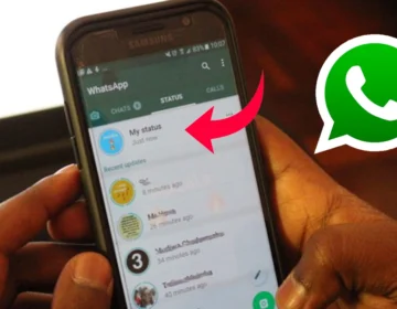 WhatsApp status editor interface showing new music bookmarking and waveform selection tools
