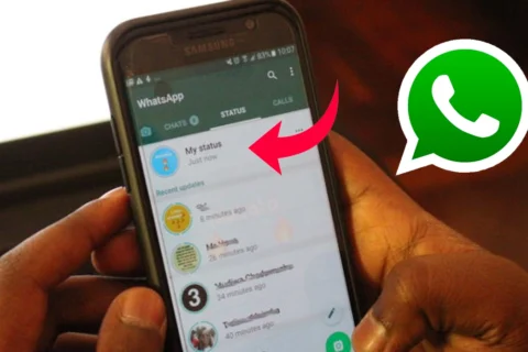 WhatsApp status editor interface showing new music bookmarking and waveform selection tools