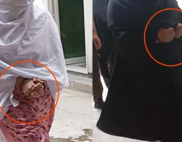 Police prisoner transport van outside court in Rawalpindi after controversial handcuffing incident