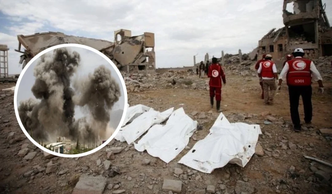 Smoke and destruction in Yemen coastal city of Mokha after Saudi coalition airstrikes